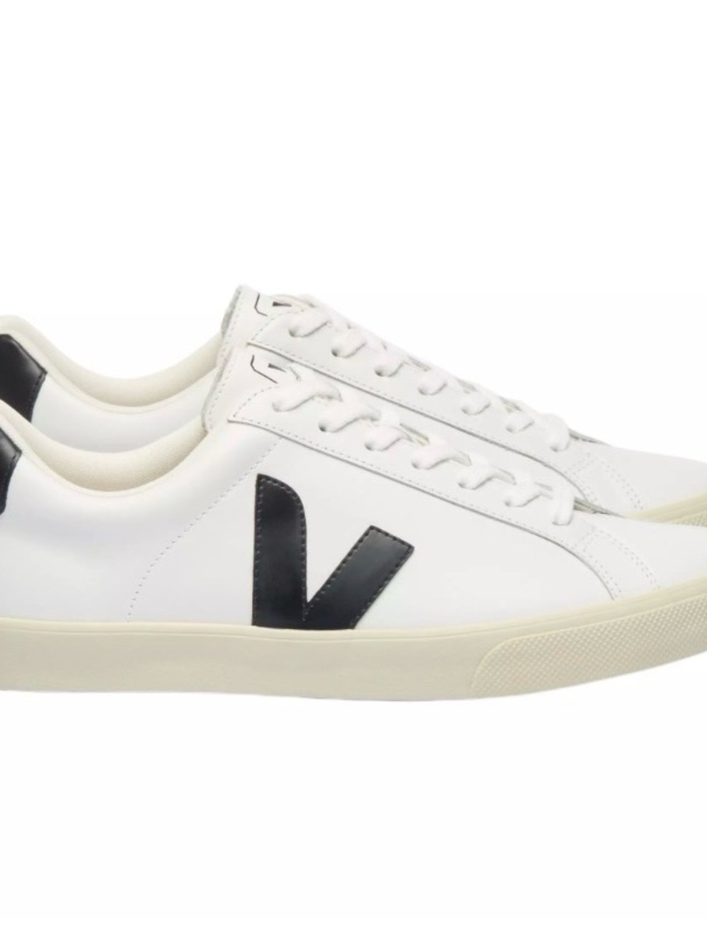 Veja White Leather Sneakers with Black V Logo